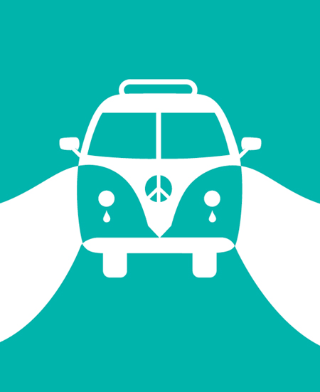 VW Bus with Doves as the negative space